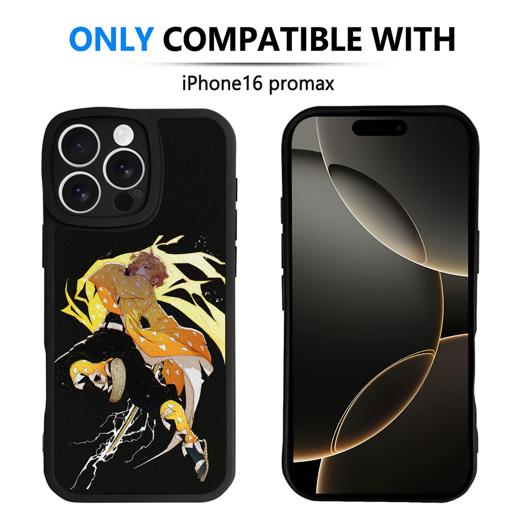 （画像用） 鬼滅の刃（きめつのやいば）我妻 善逸／あがつま ぜんいつ Agatsuma Zenitsu 【iPhone 16シリーズ対応】シリコンスマホケース（レザー調） 材質：シリコン